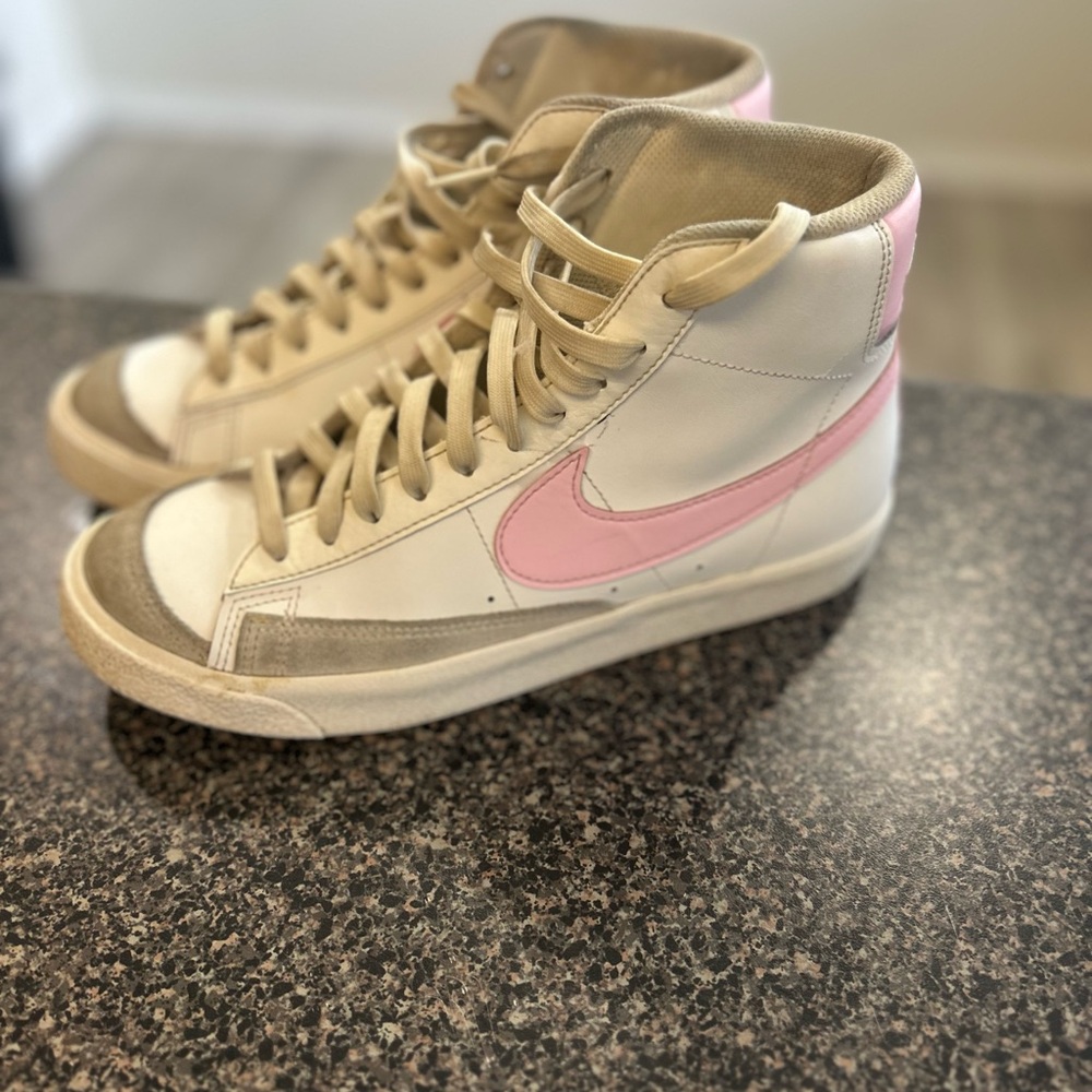 Used Nike Pink and White High-Top Blazers